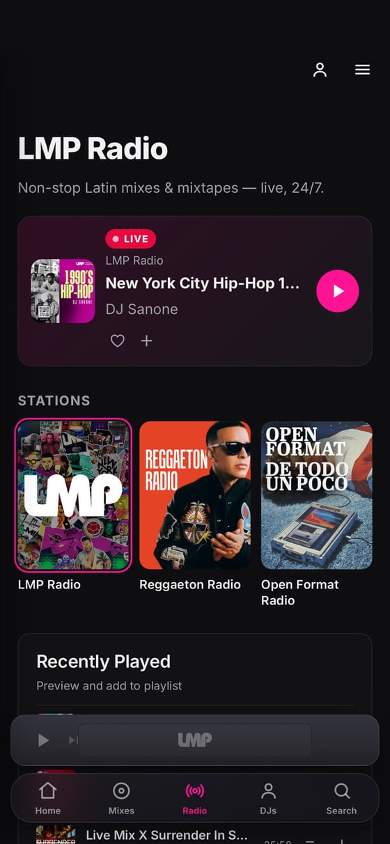 LMP Radio genre stations in the LMP DJ app